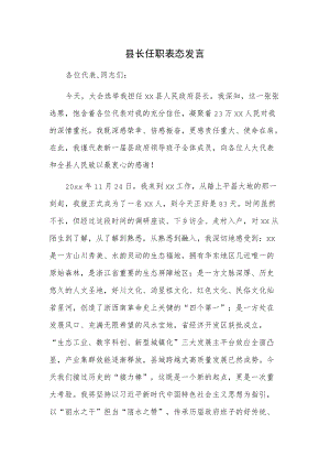 县长任职表态发言.docx