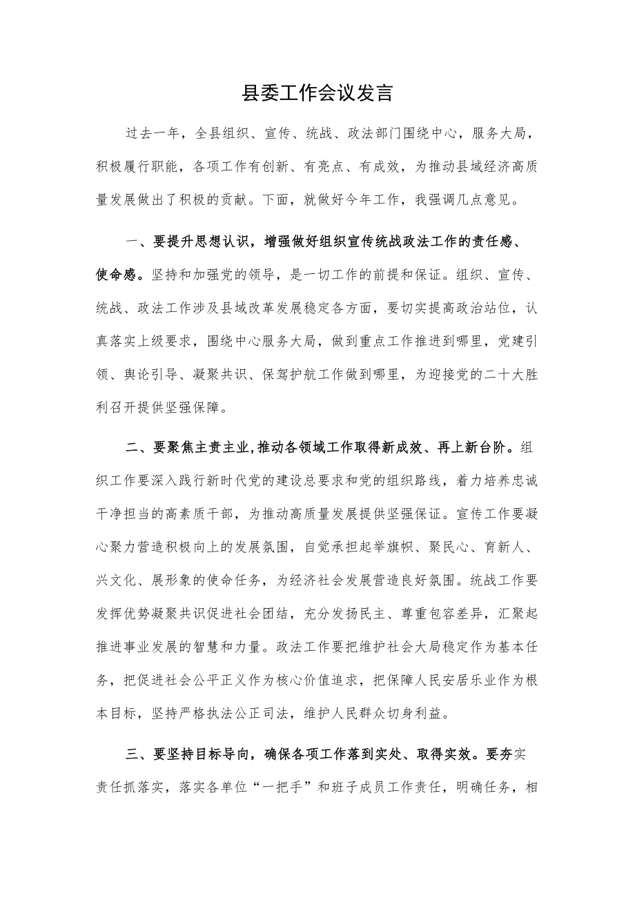 县委工作会议发言.docx_第1页