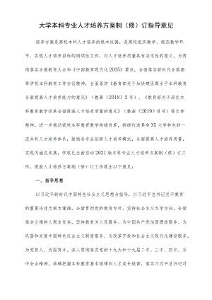 大学本科专业人才培养方案制（修）订指导意见.docx