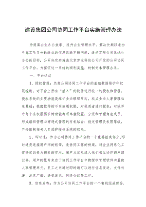 建设集团公司协同工作平台实施管理办法.docx