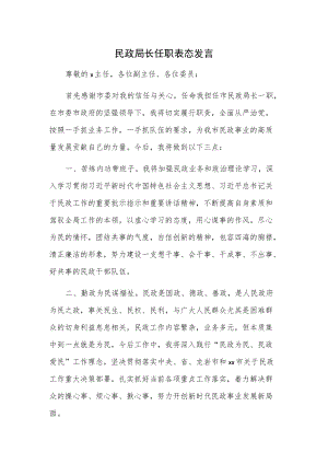 民政局长任职表态发言.docx