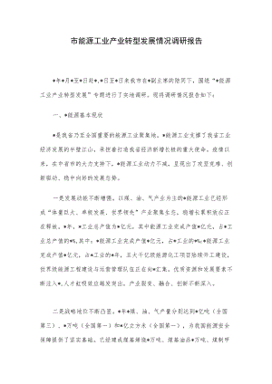 市能源工业产业转型发展情况调研报告.docx