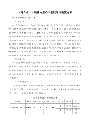 (最新版)大学本科专业人才培养方案公共基础课程设置方案.docx