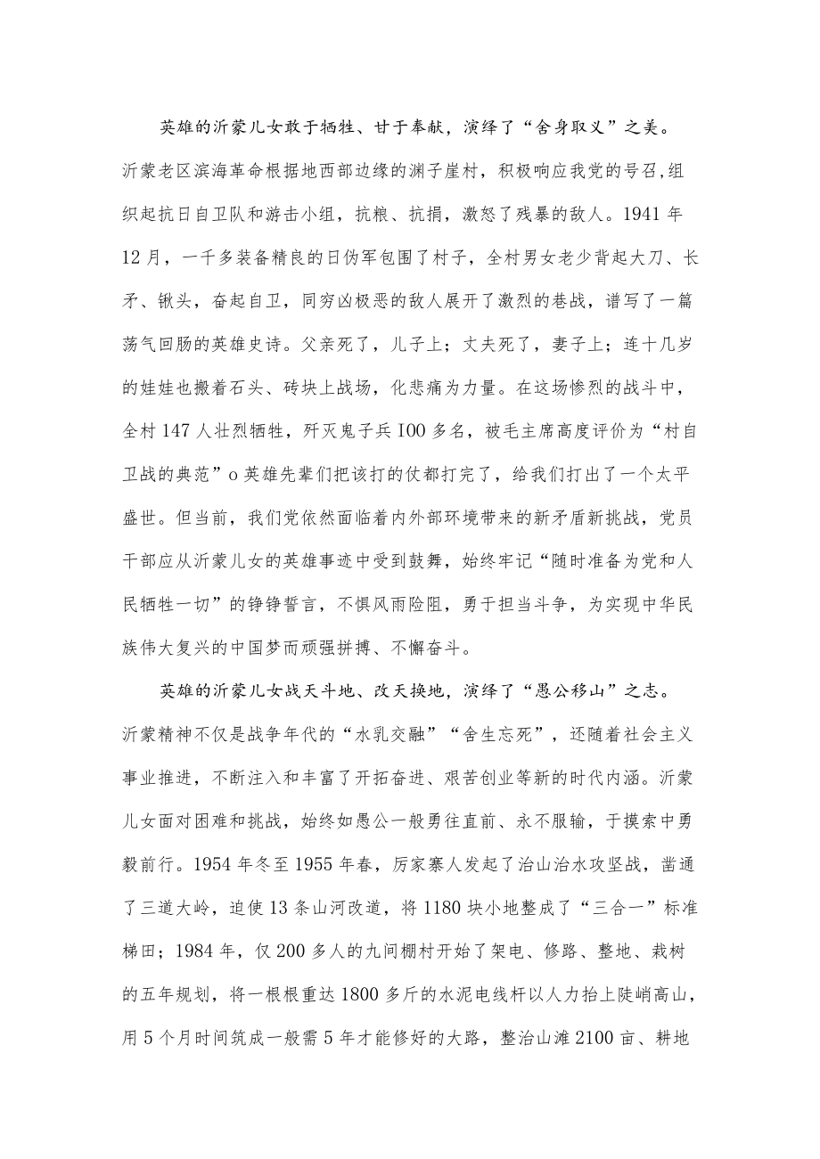 弘扬沂蒙精神心得体会座谈发言材料.docx_第2页