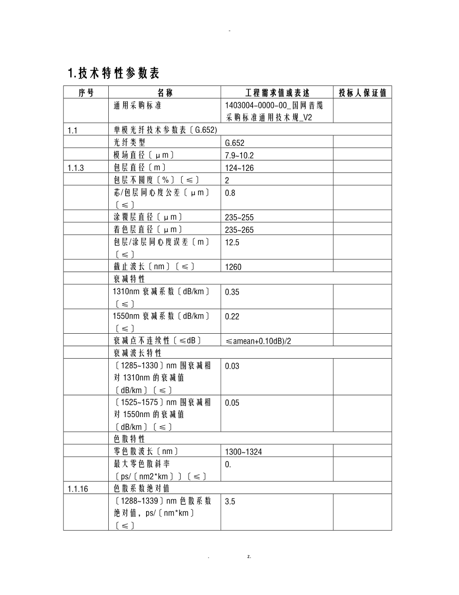 普通光缆24芯G.652无金属芯技术规范书.doc_第1页