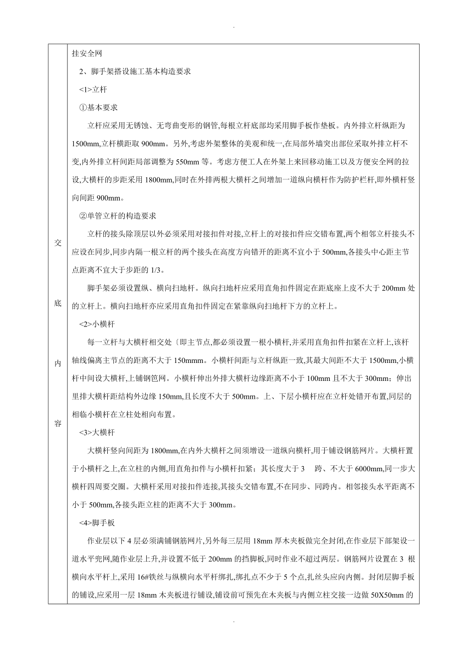 落地式脚手架施工技术交底记录大全.doc_第2页