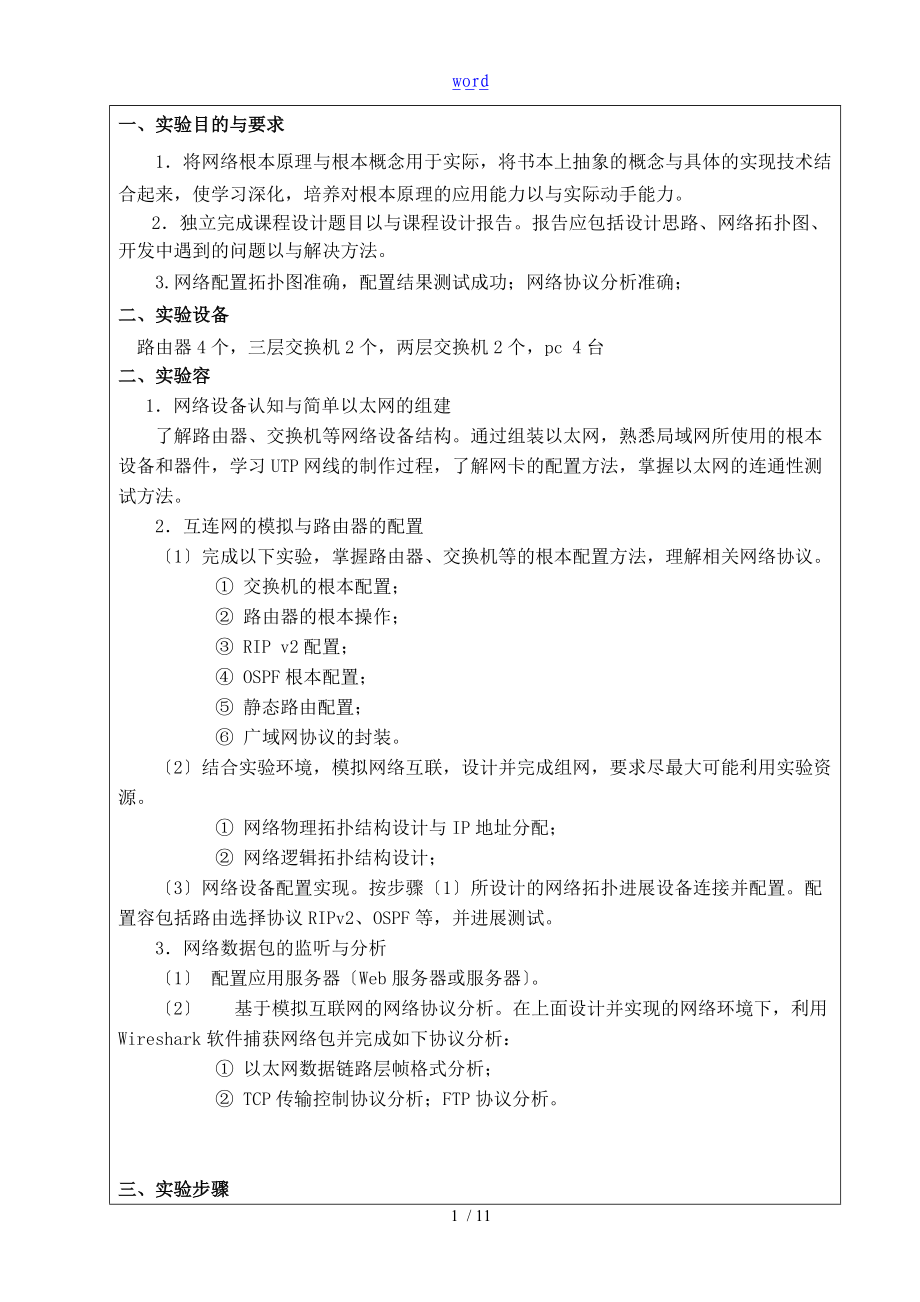 计算机网络体系结构实验报告材料.doc_第1页