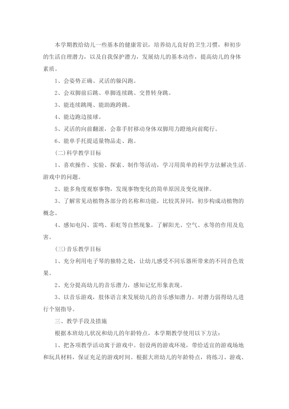 大班幼儿教师个人进修工作计划.doc_第2页