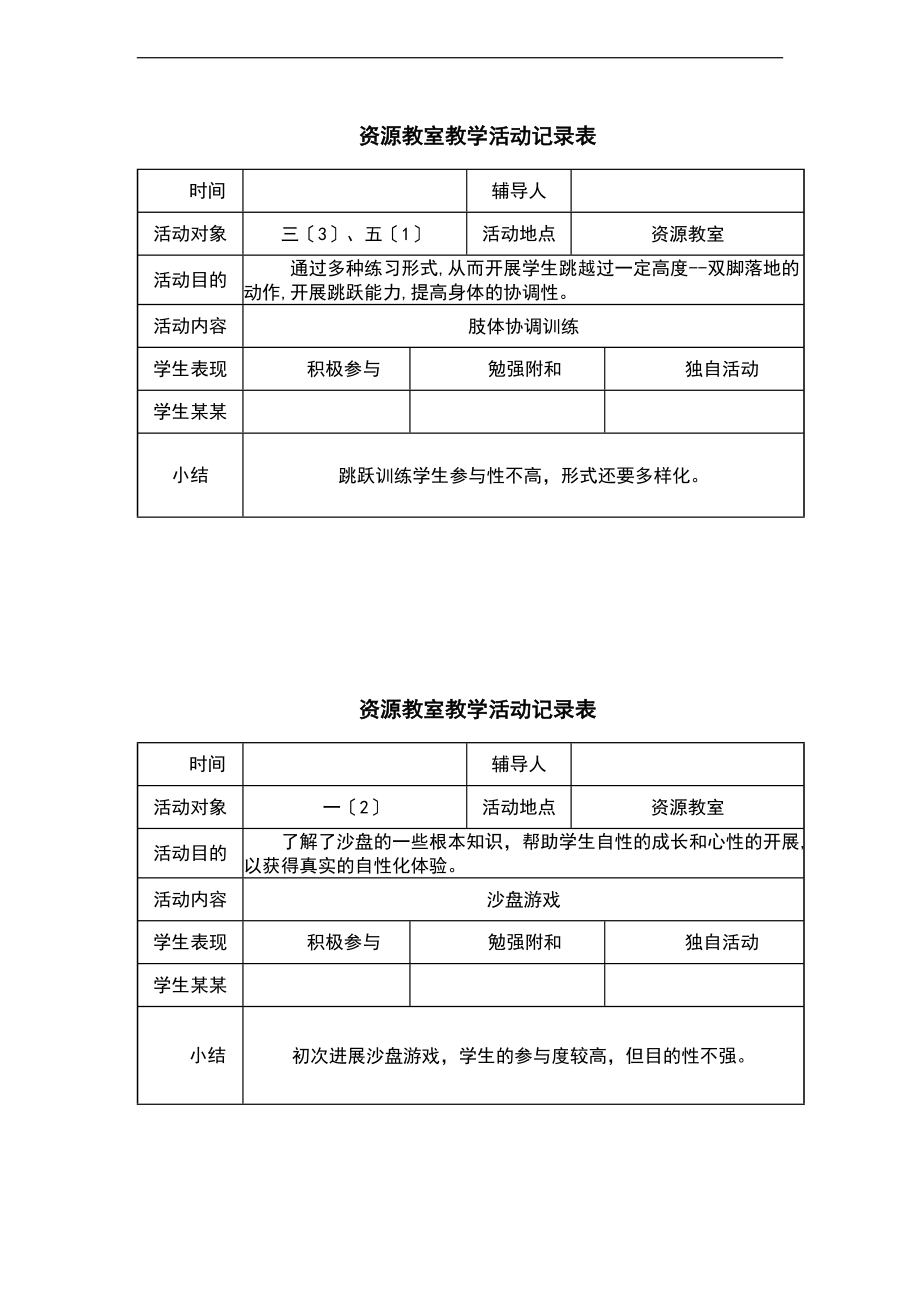 -第二学期资源教室教学精彩活动记录簿表.doc_第2页