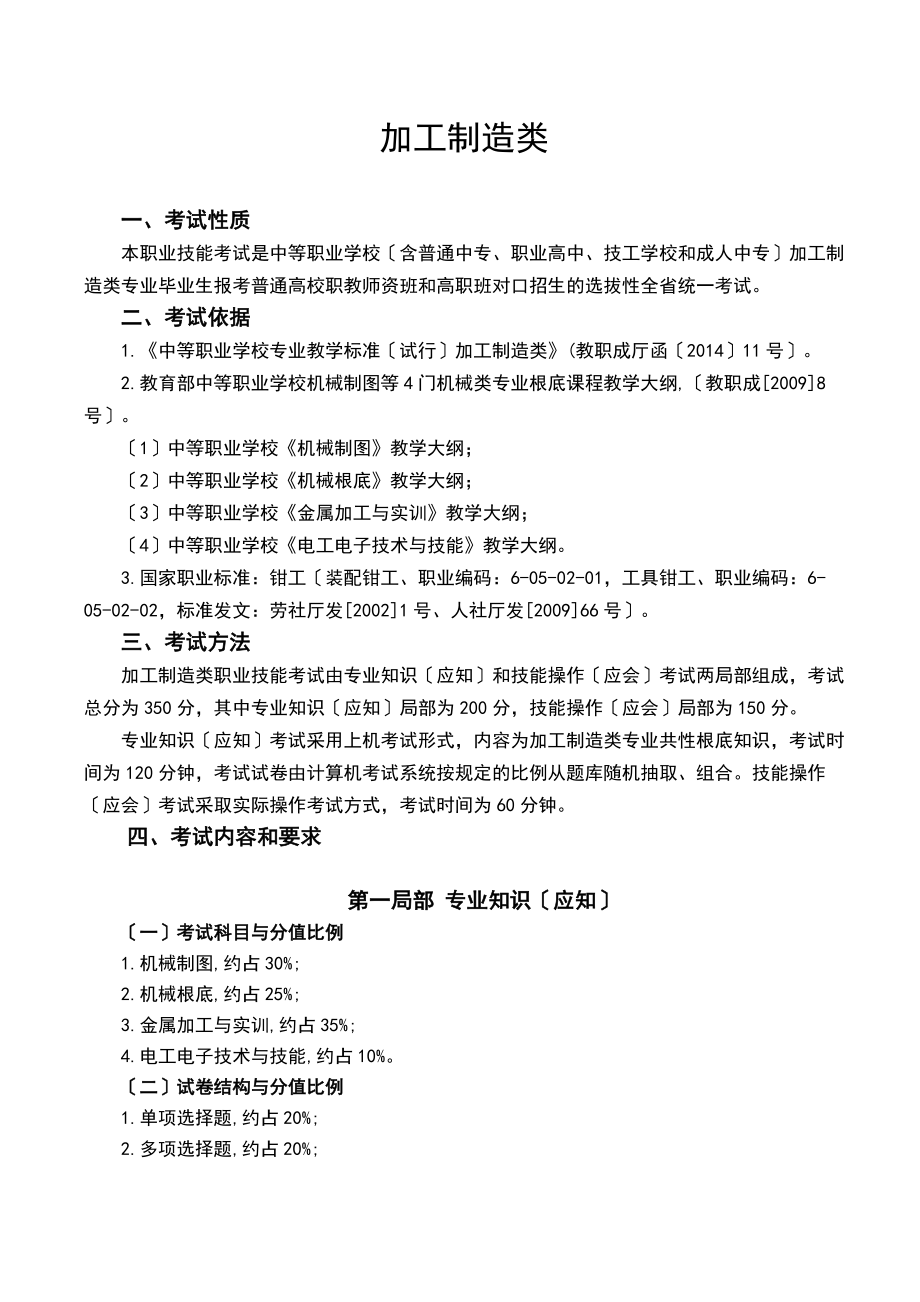 四川对口高职招生_加工制造类专业大纲设计.doc_第1页