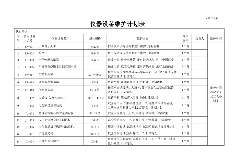 仪器维护计划.doc_第1页