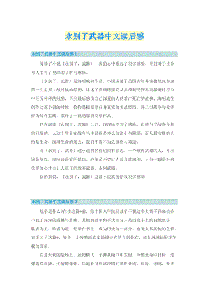 永别了武器中文读后感.doc