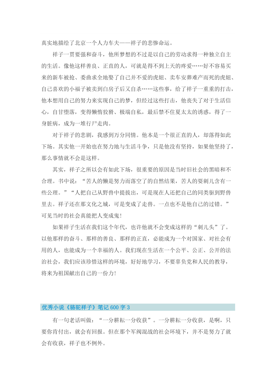 优秀小说《骆驼祥子》笔记600字.doc_第2页