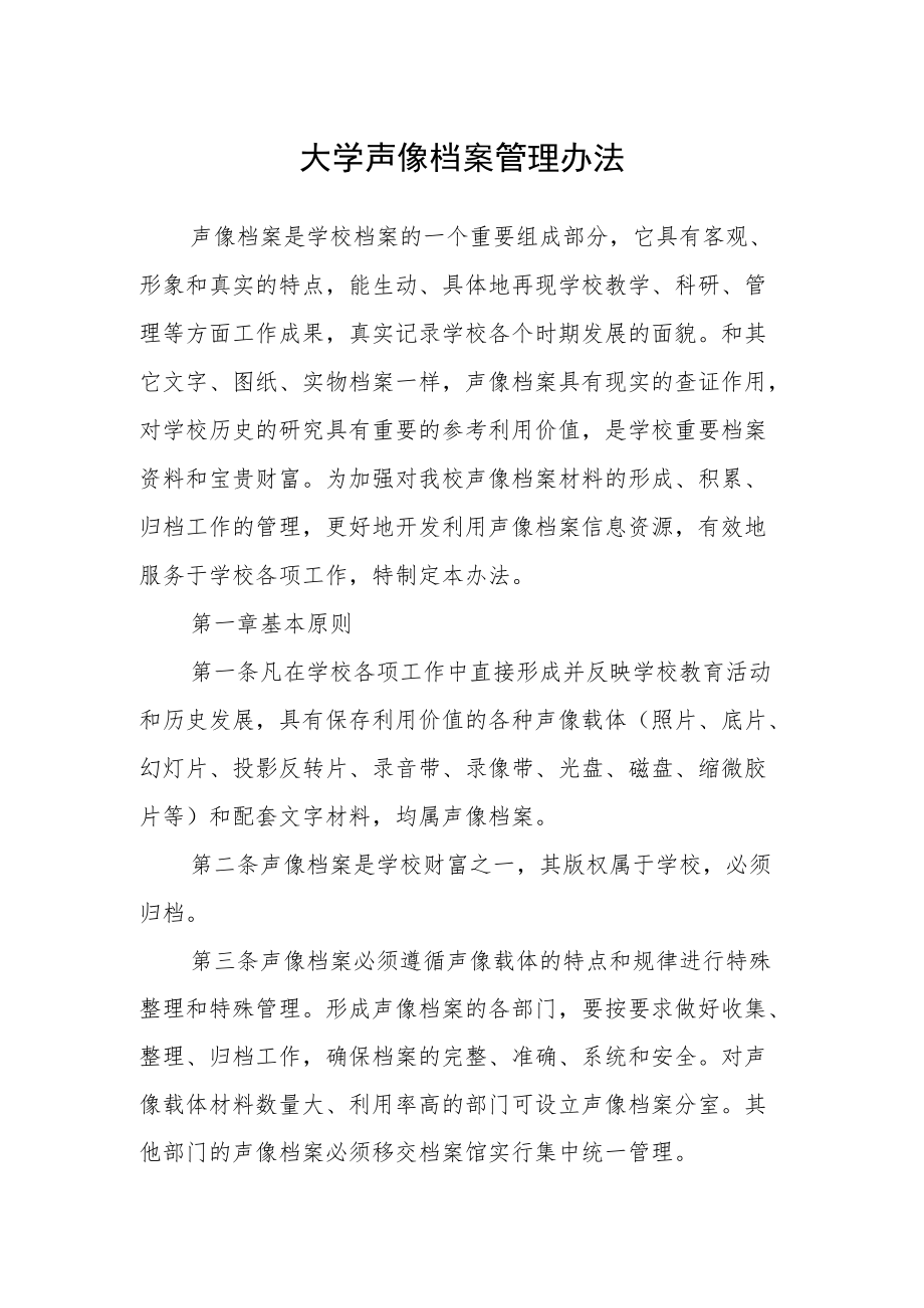 大学声像档案管理办法.docx_第1页