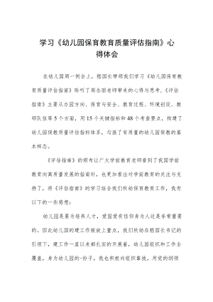 幼儿园保育教育质量评估指南学习心得体会发言五篇.docx