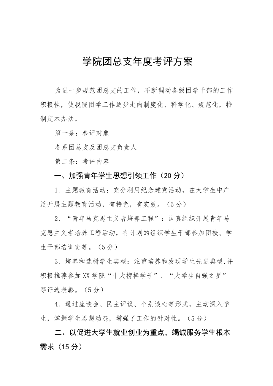 学院团总支考评方案.docx_第1页