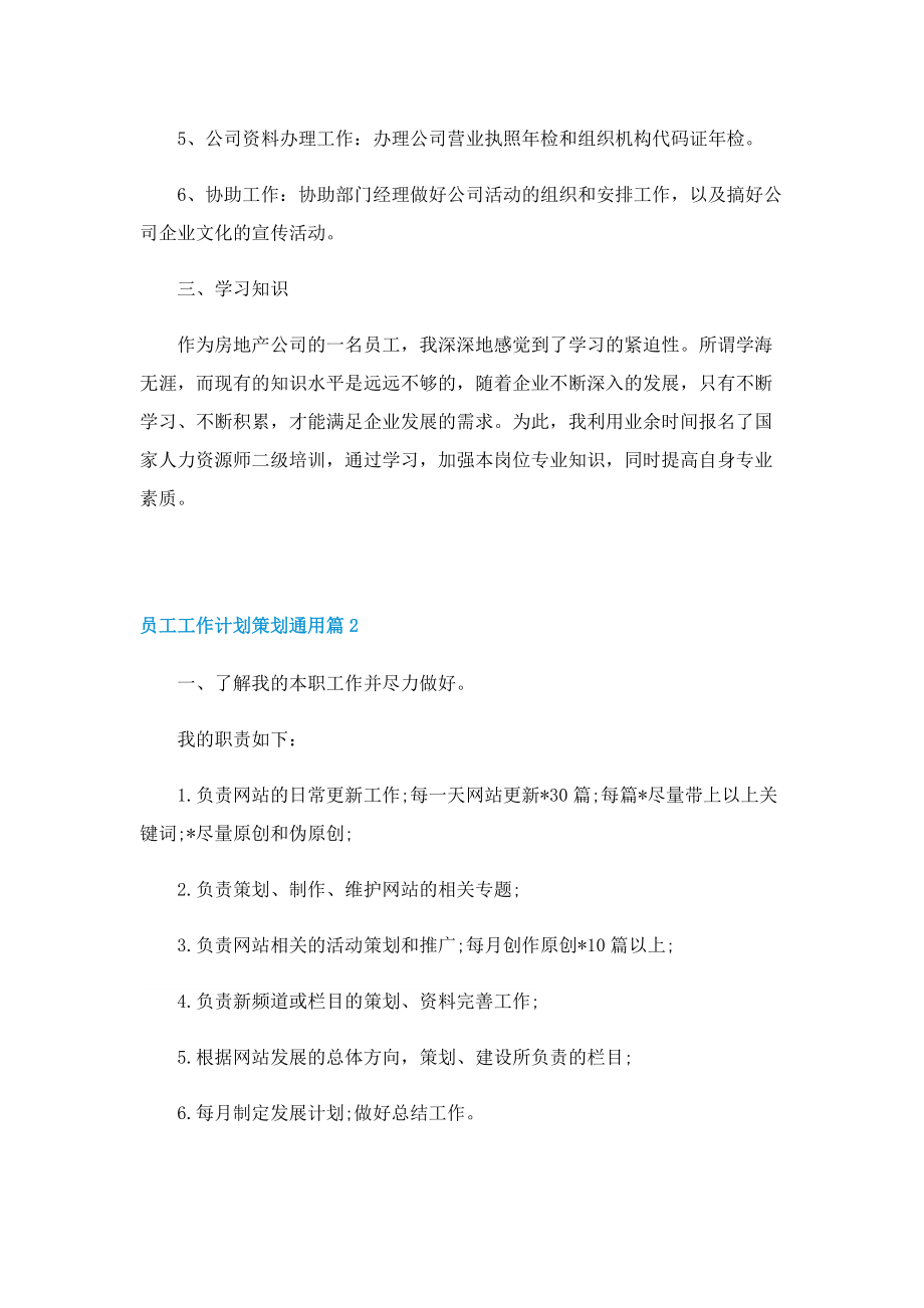 员工工作计划策划通用.doc_第2页