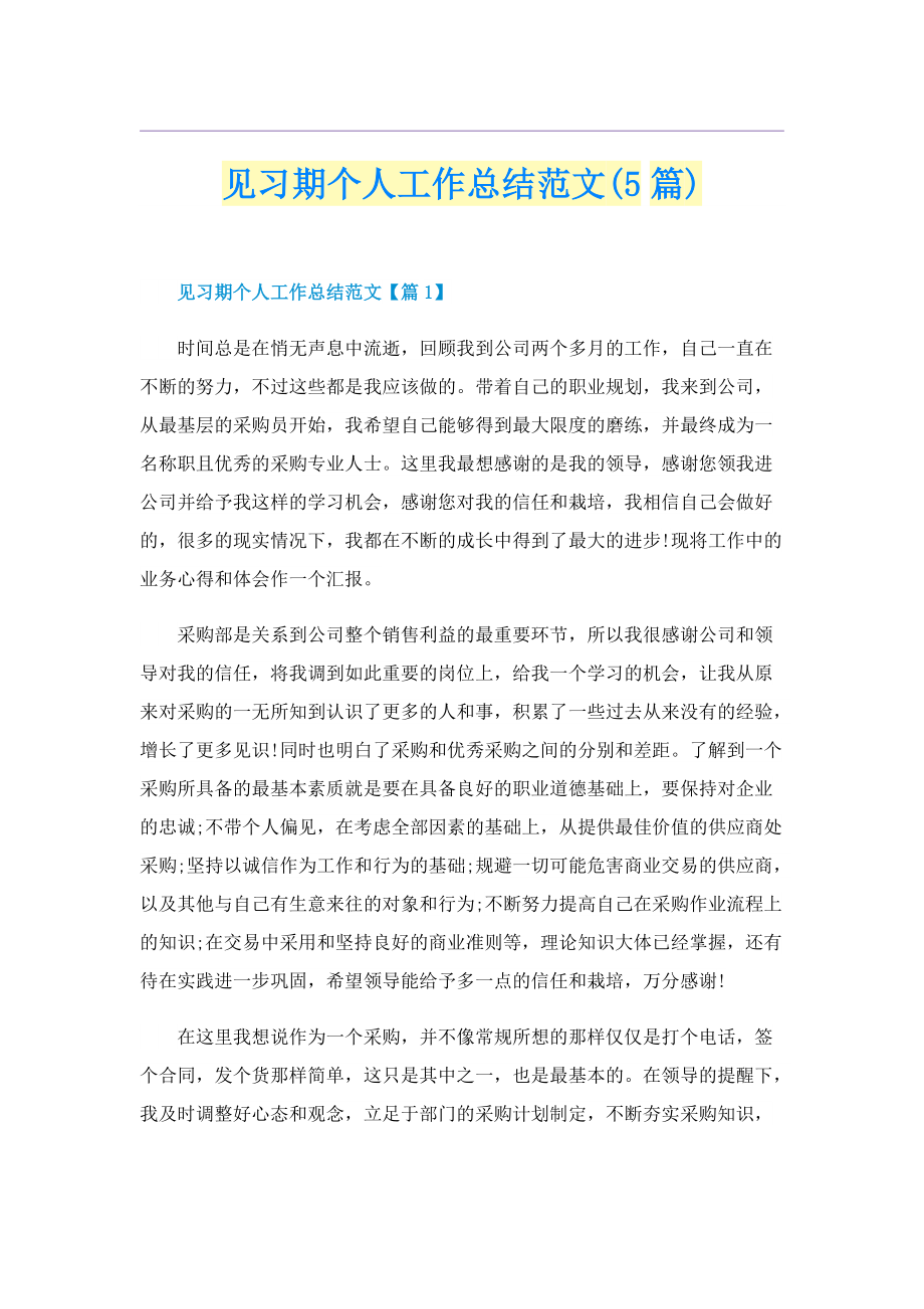 见习期个人工作总结范文(5篇).doc_第1页