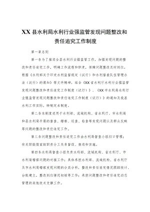 XX县水利局水利行业强监管发现问题整改和责任追究工作制度.docx