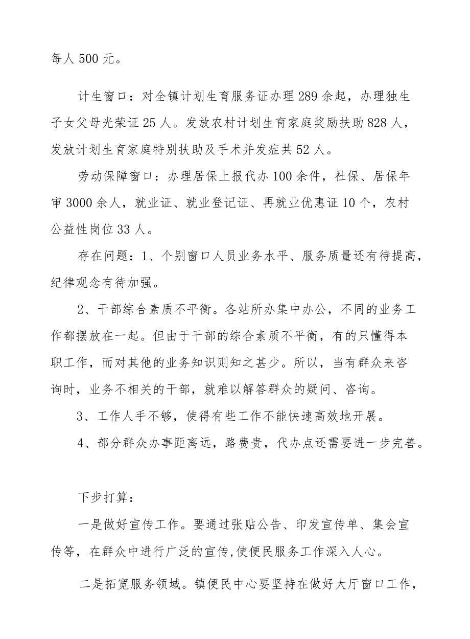 XX镇便民服务中心工作总结.docx_第2页