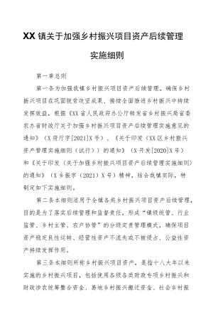 XX镇关于加强乡村振兴项目资产后续管理实施细则.docx