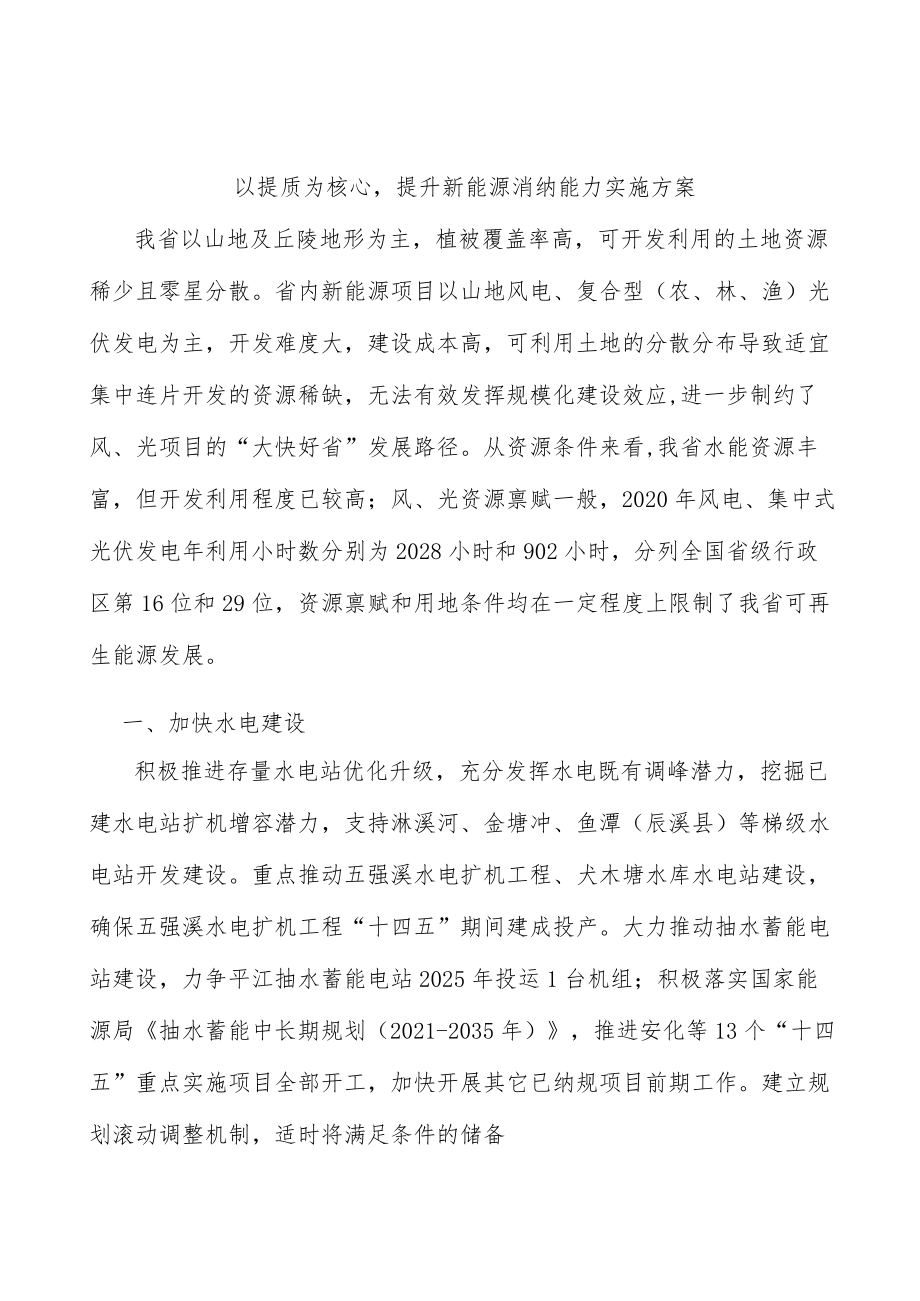 以提质为核心提升新能源消纳能力实施方案.docx_第1页