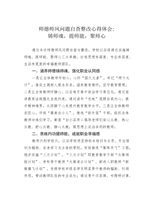 师德师风问题自查整改心得体会：铸师魂提师能聚师心.docx