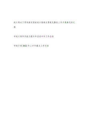 统计局关于贯彻落实国家统计督察反馈意见整改工作开展情况的汇报+市统计局作风能力提升活动半工作总结.docx