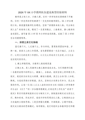 202XXX小学教师队伍建设典型经验材料.docx