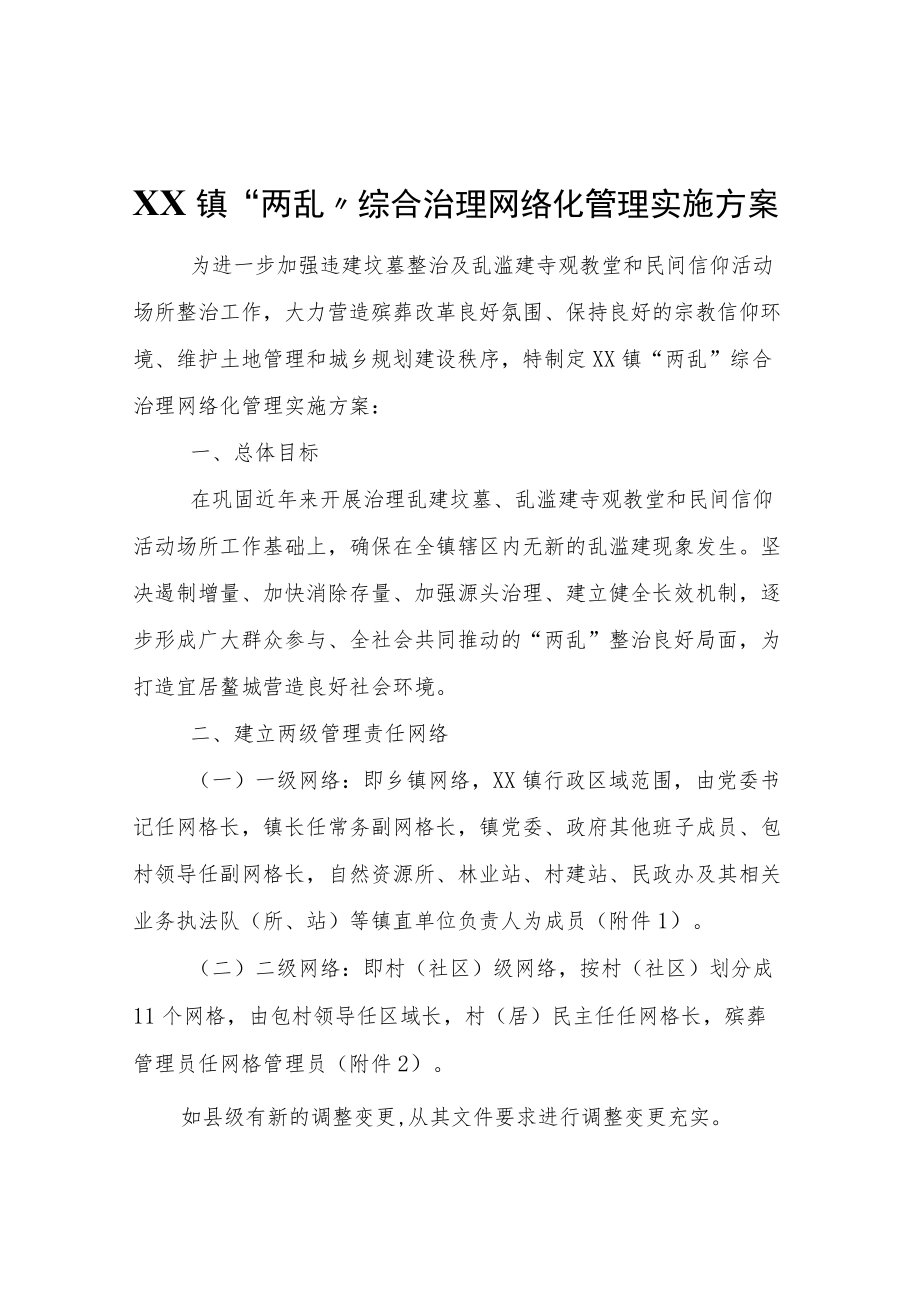 XX镇“两乱”综合治理网络化管理实施方案.docx_第1页