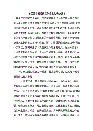 在专项巡察工作会上的表态发言.docx