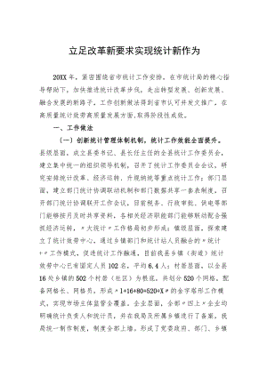 XX县统计局在全市统计工作会议上的典型发言材料.docx