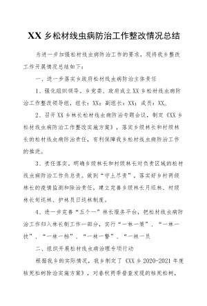 XX乡松材线虫病防治工作整改情况总结.docx