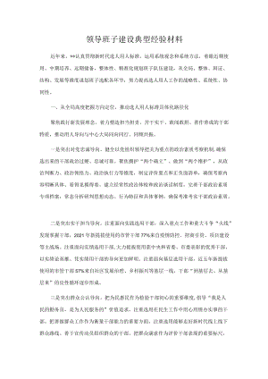 领导班子建设典型经验材料.docx