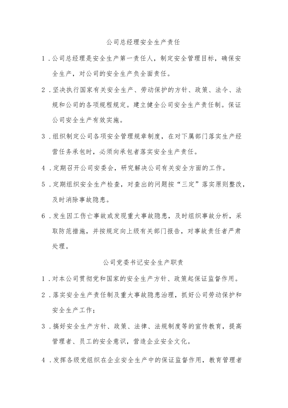 公司总经理安全生产责任.docx_第1页