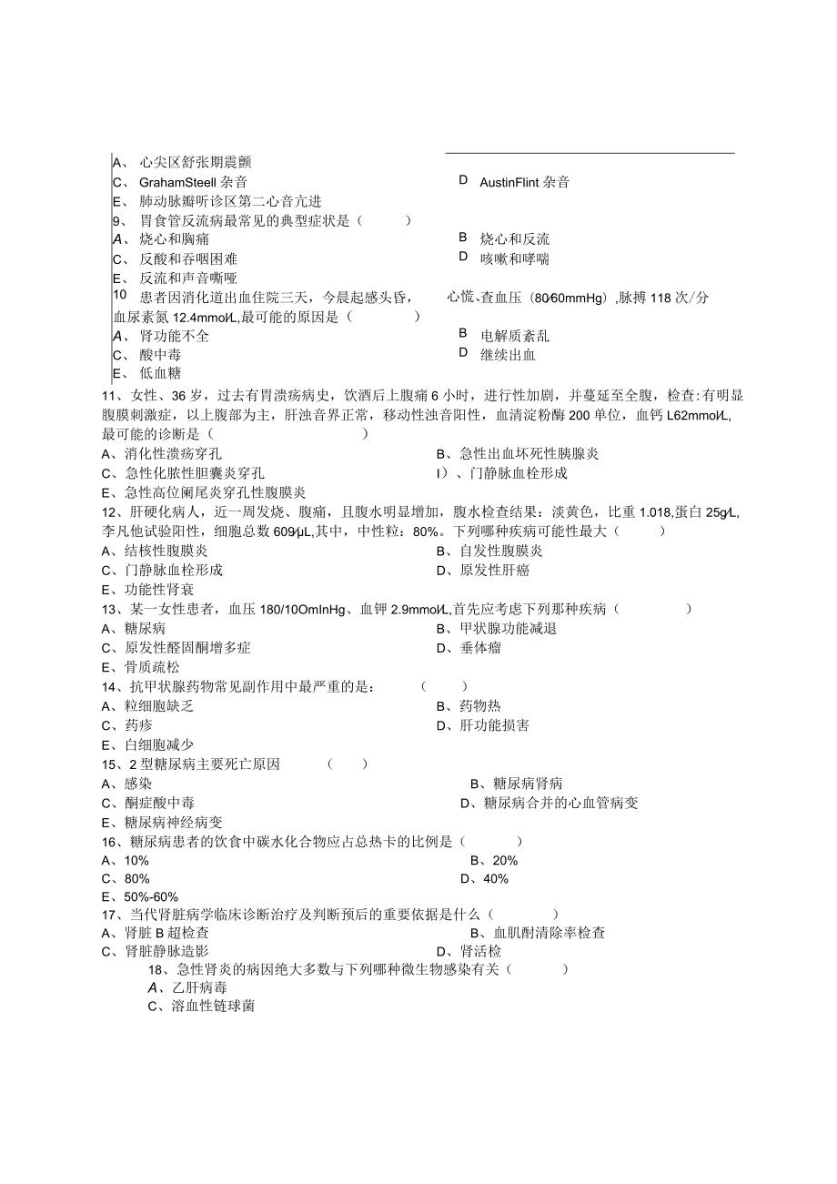 医科大学临床医疗大内科-内科毕业考试A卷.docx_第2页