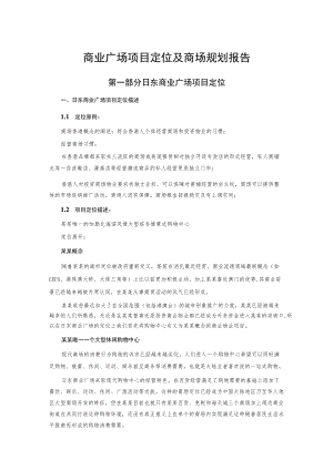 商业广场项目定位及商场规划报告.docx