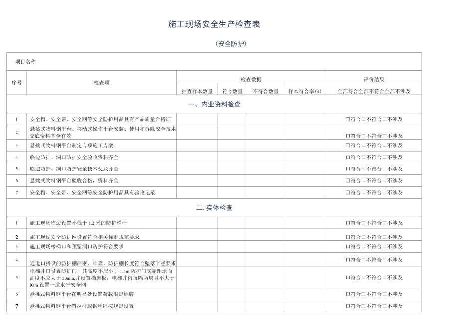 安全防护设施安全检查表.docx_第1页