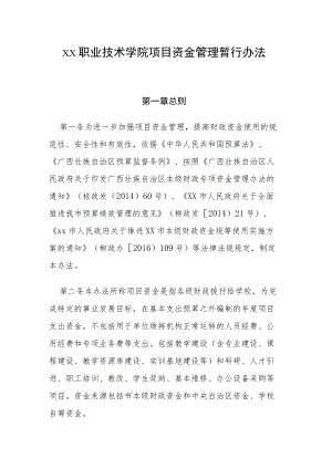 职业技术学院项目资金管理暂行办法.docx