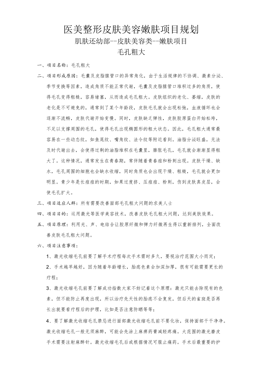 医美整形皮肤美容嫩肤项目规划.docx_第1页