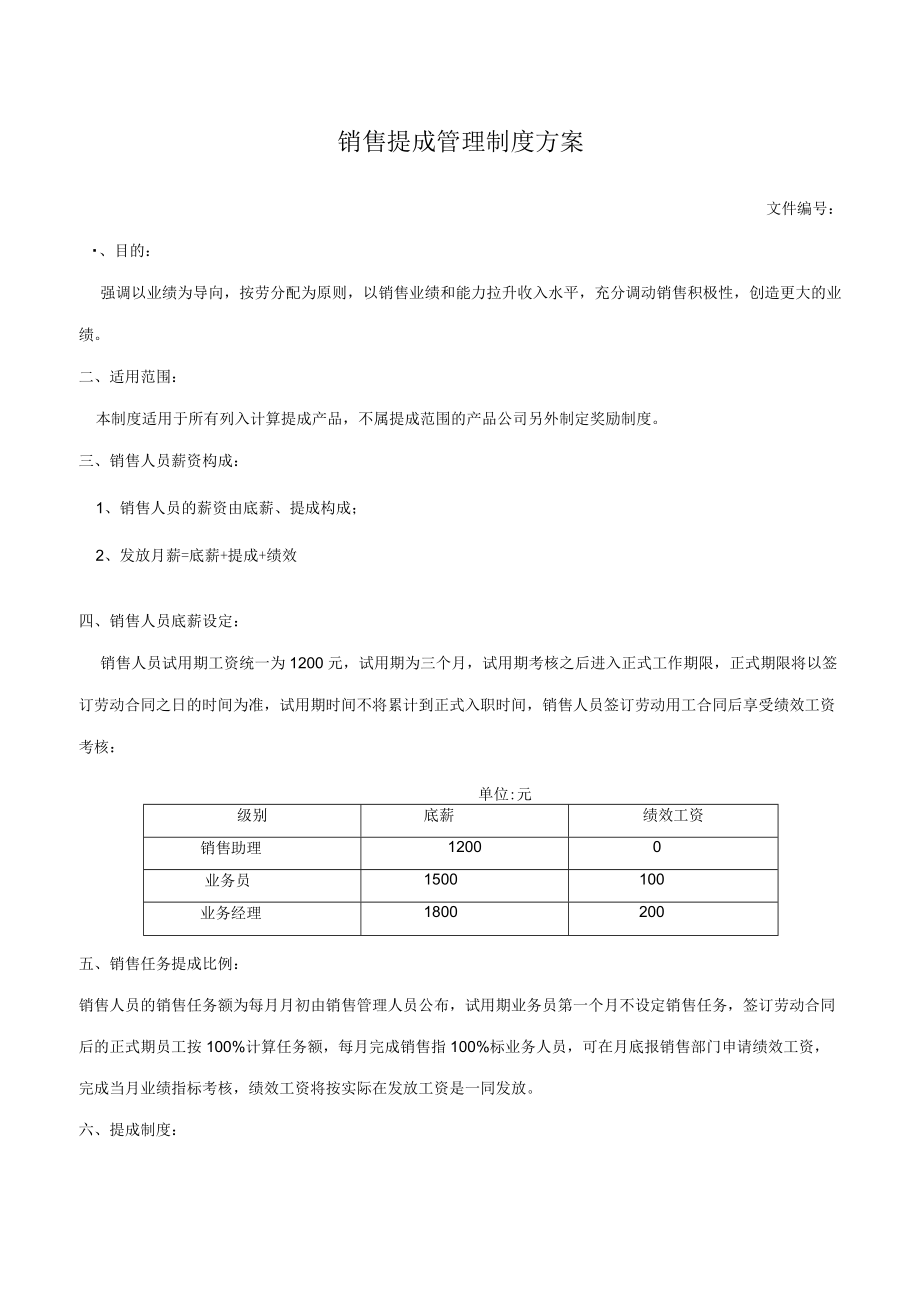 销售提成管理制度方案.docx_第1页