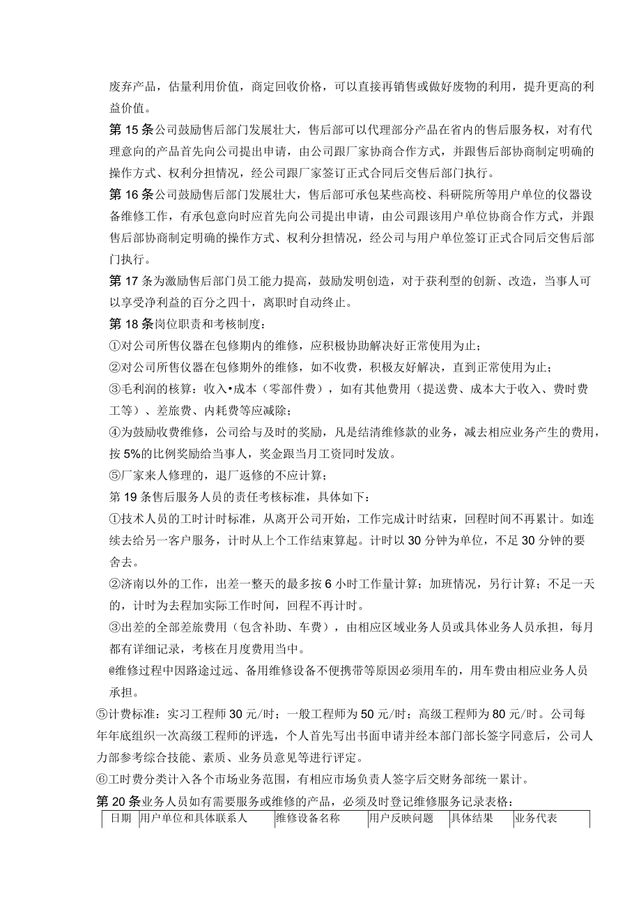 贸易公司售后服务部岗位管理制度.docx_第2页