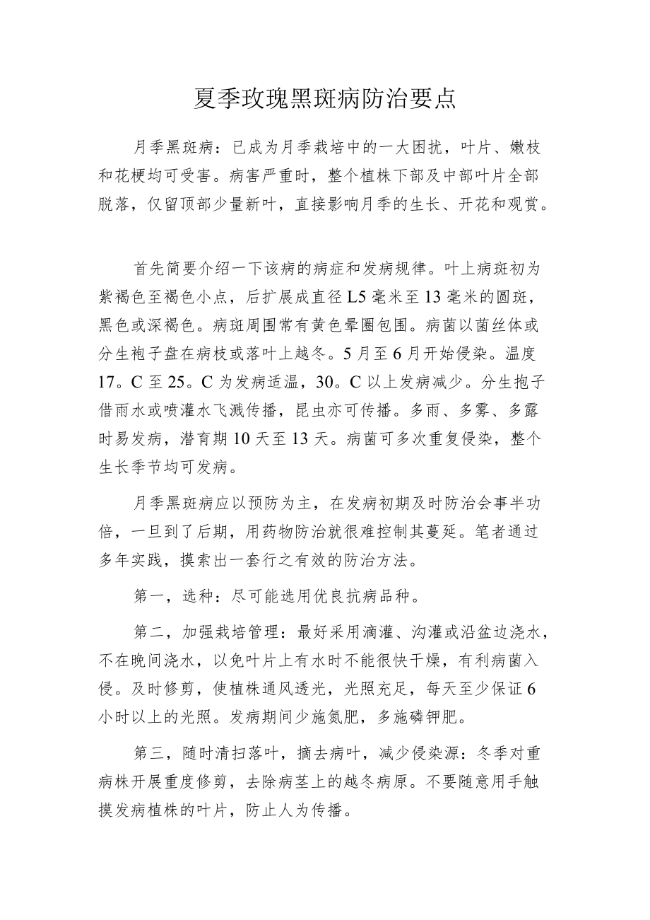 夏季玫瑰黑斑病防治要点.docx_第1页