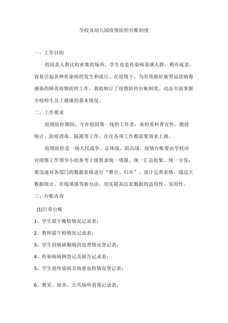 学校及幼儿园疫情防控台账制度.docx_第1页