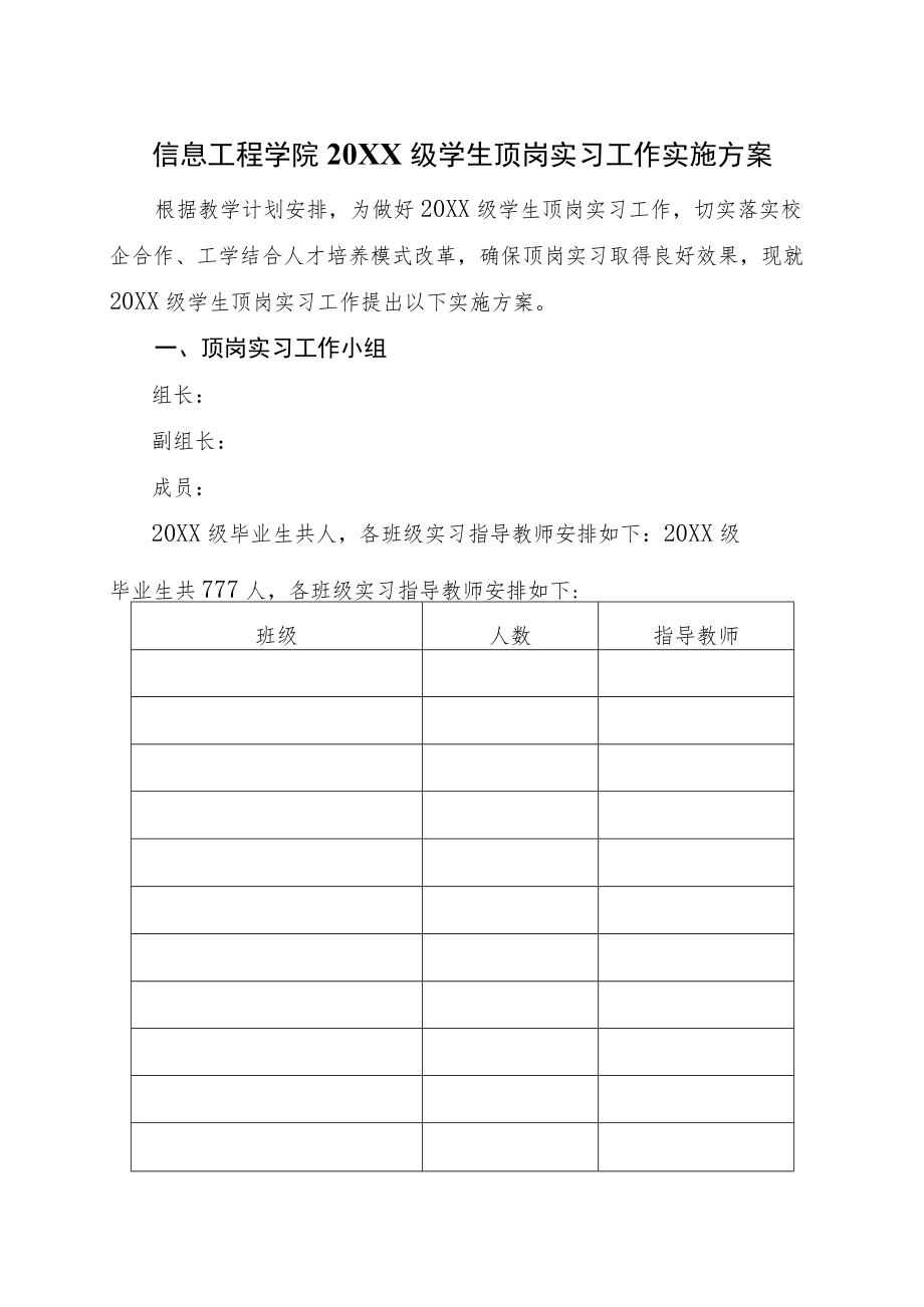 关于届毕业生顶岗实习工作实施意见.docx_第1页