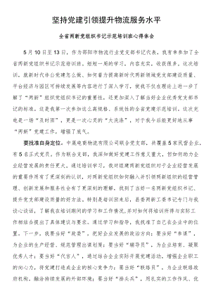 全省两新党组织书记示范培训班心得体会.docx