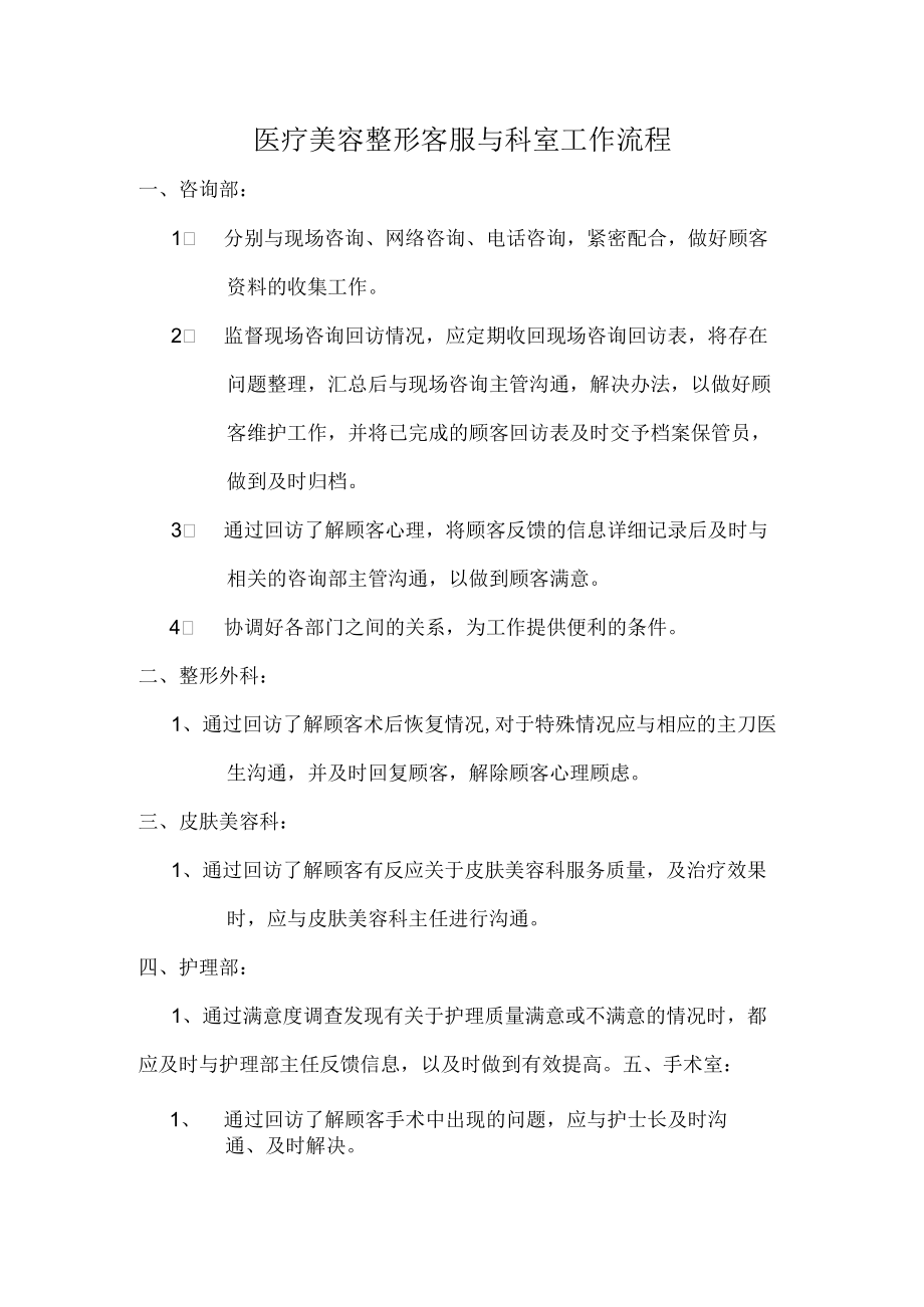 医疗美容整形客服与科室工作流程.docx_第1页