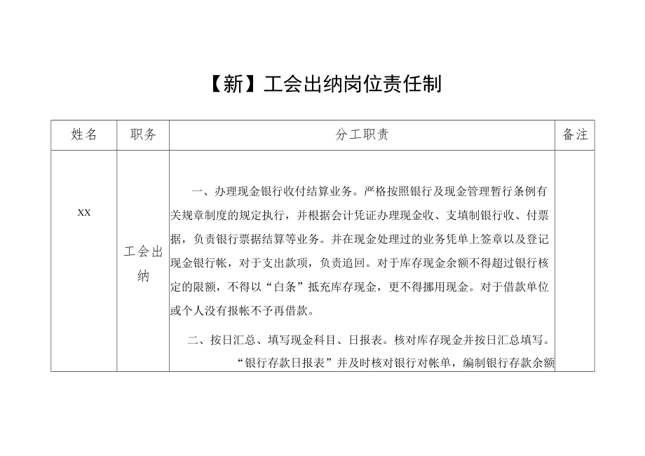 【新】工 会 出 纳 岗 位 责 任 制.docx_第1页