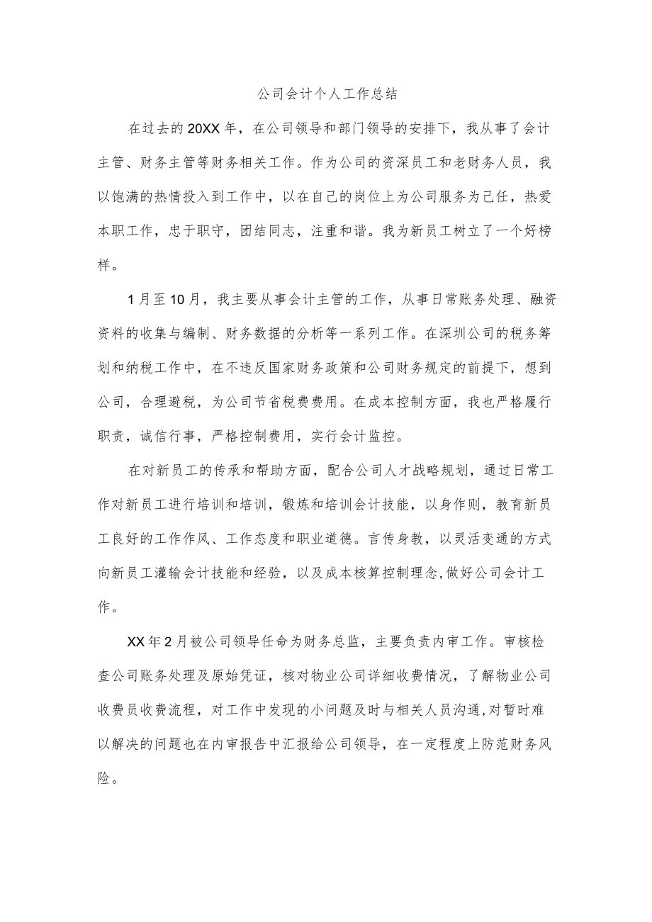 公司会计个人工作总结.docx_第1页