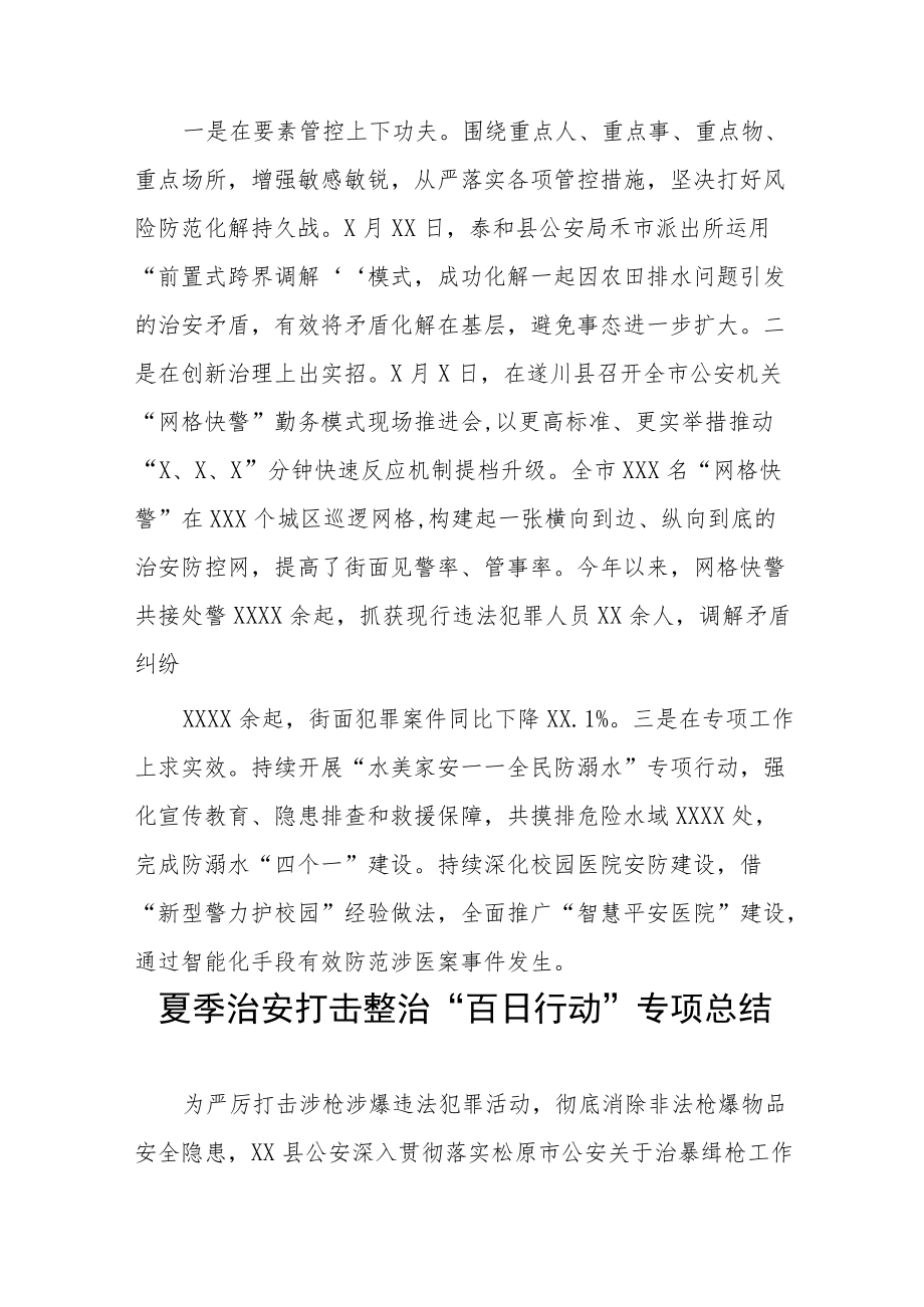 夏季治安打击整治百日行动工作报告 (最新).docx_第3页